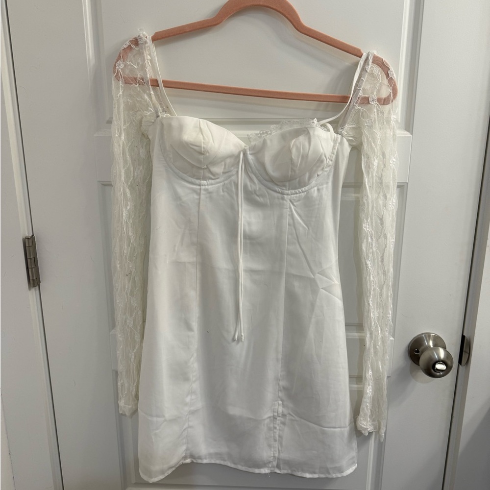 Princess Polly White Lace Sleeve Mini Dress